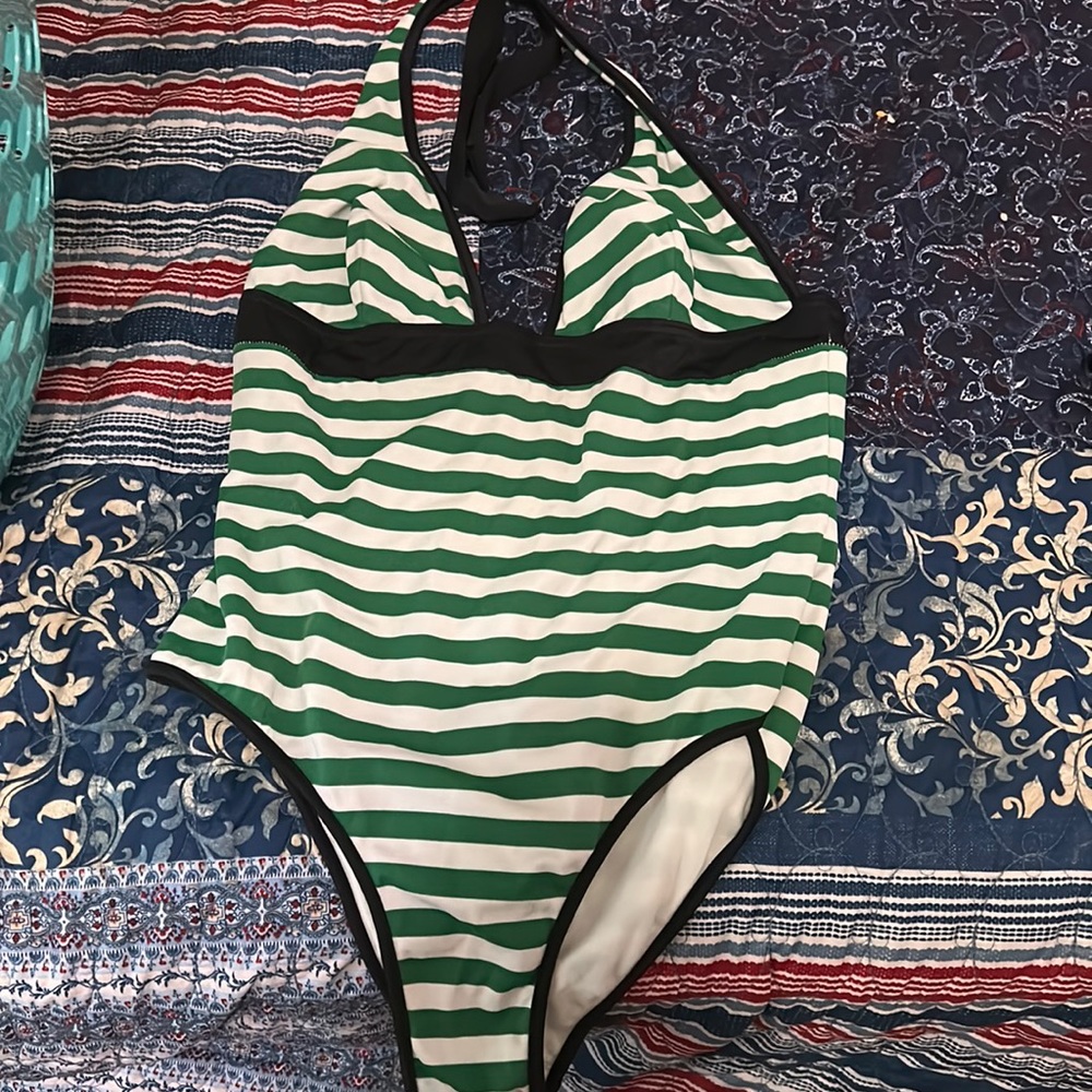 Green Burberry one piece Swimsuit